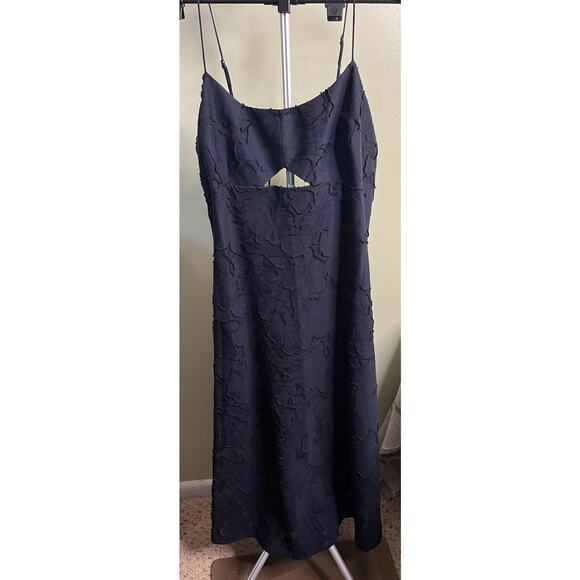 Banana Republic floral jacquard cutout midi dress in navy blue,size 18,MSRP $160 - Picture 3 of 16